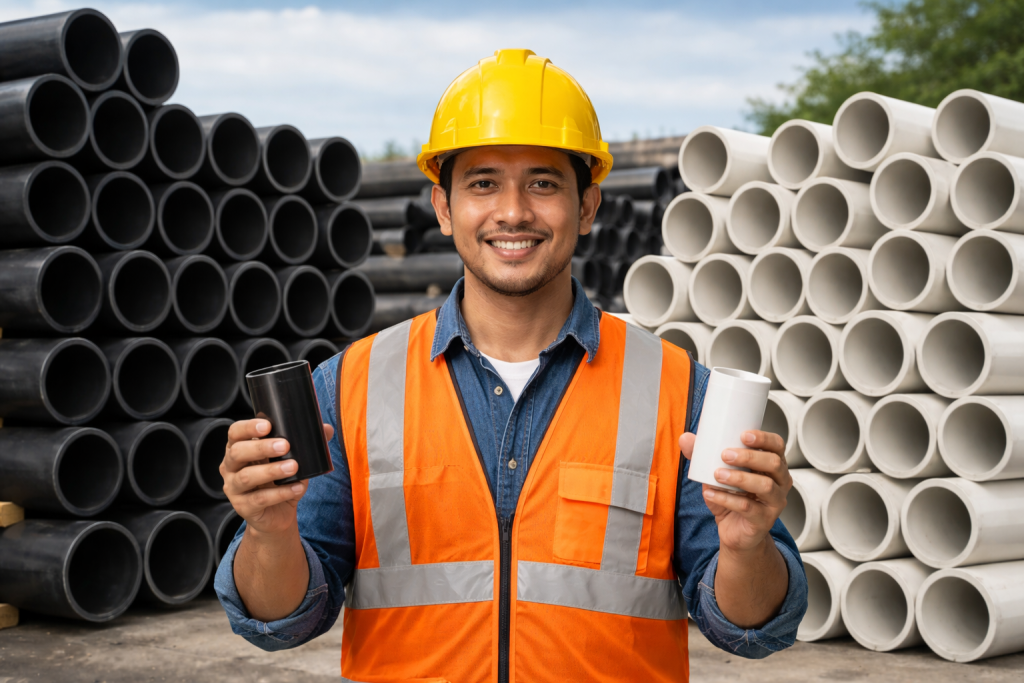 Ilustrasi perbandingan pipa hdpe vs pvc